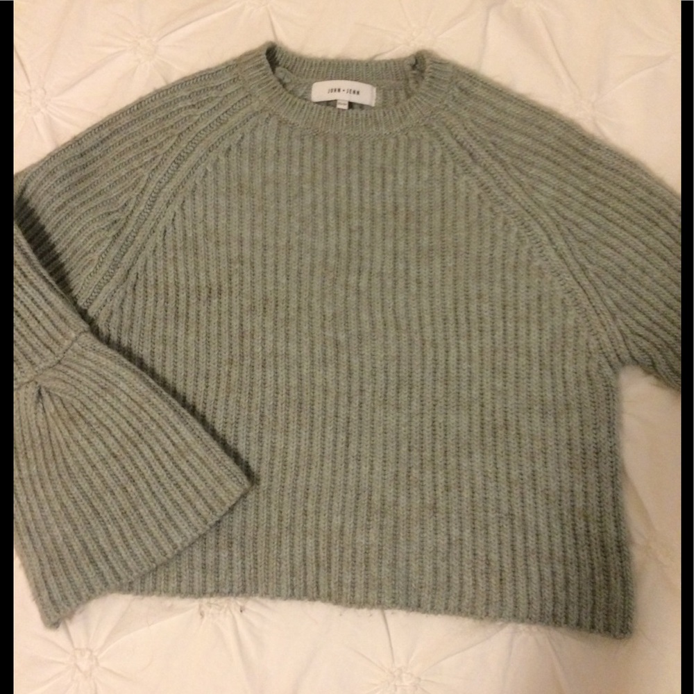 Cute soft blue sweater with bell sleeves